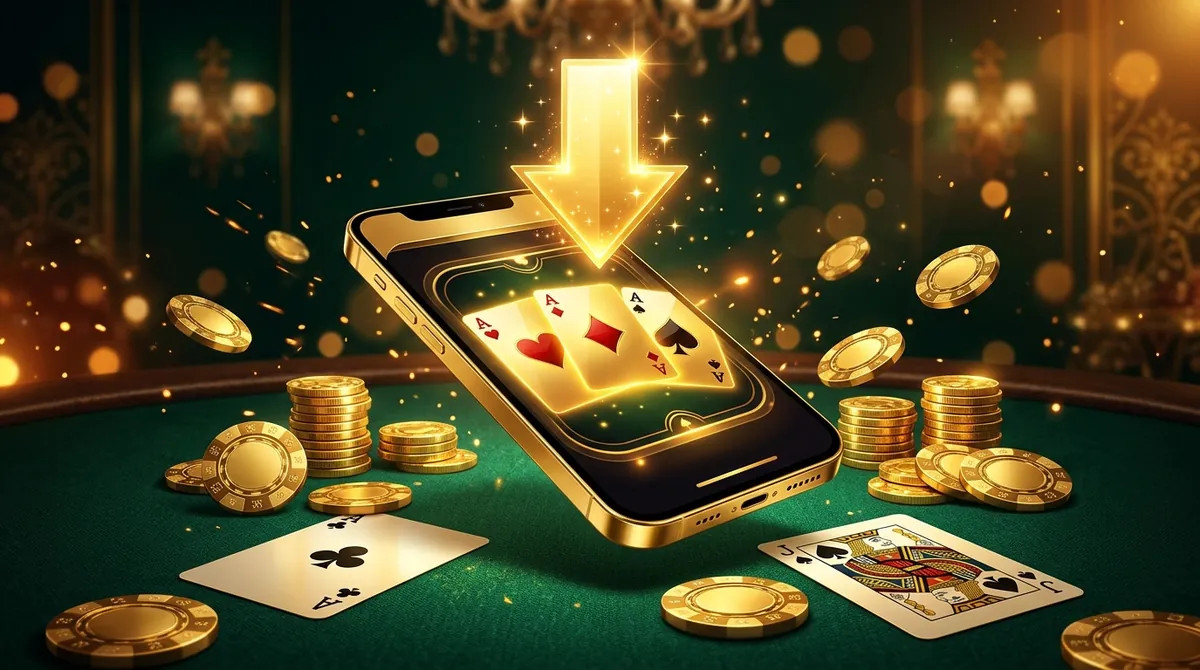 An advanced illustration depicting smartphone APK sideloading security, digital verification tokens, and tactical card game chips.